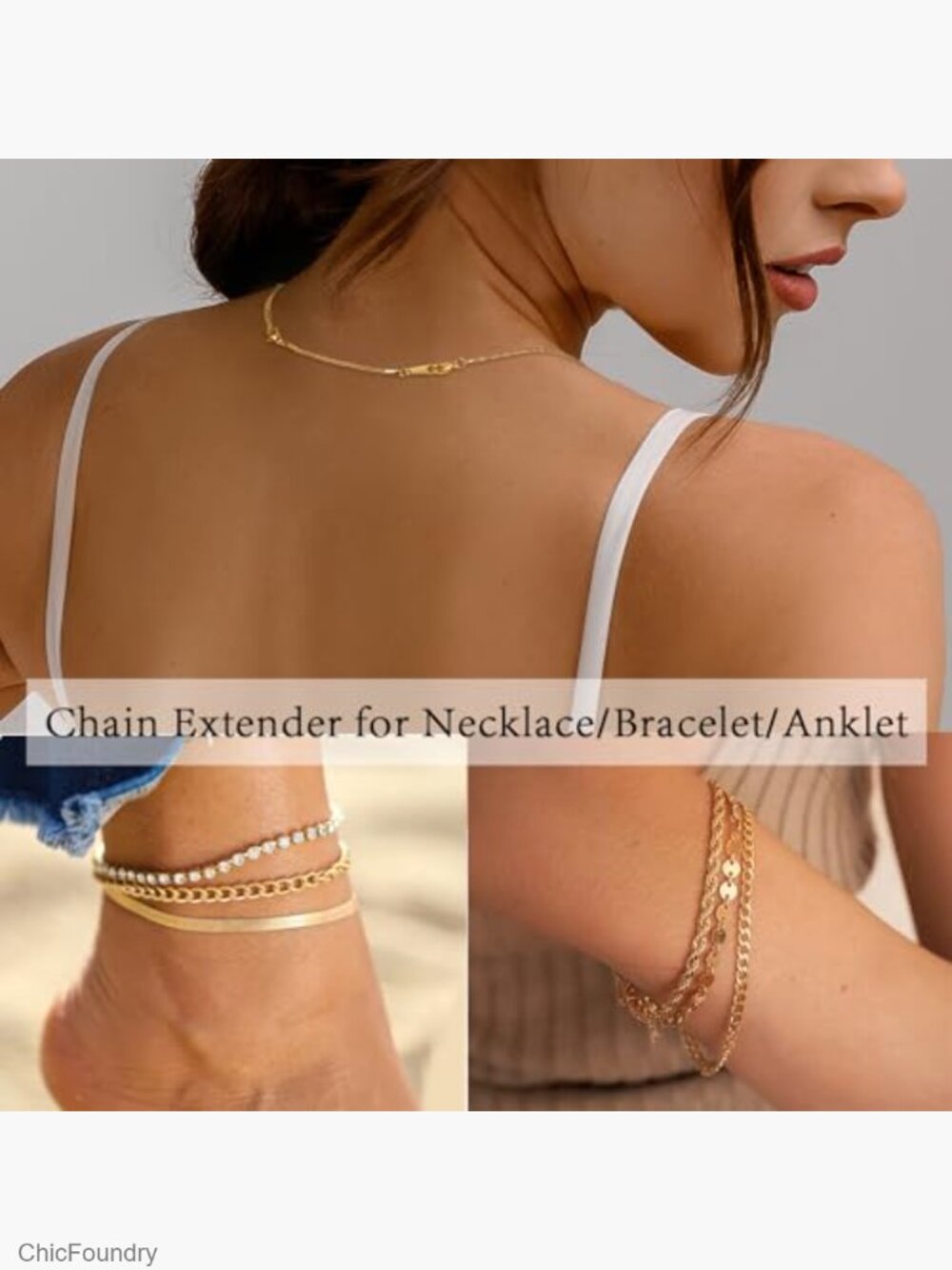 6 Piece Gold Plated Necklace Extender Set Box Cable Chain 1-6 Inch - Picture 5 of 7